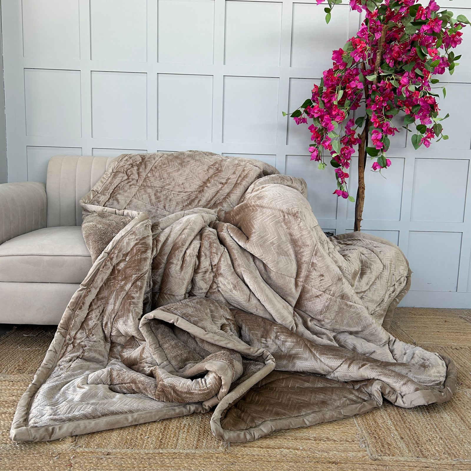 Velvet Chevron Printed Quilt – Available in Single & Double Bed | Export House