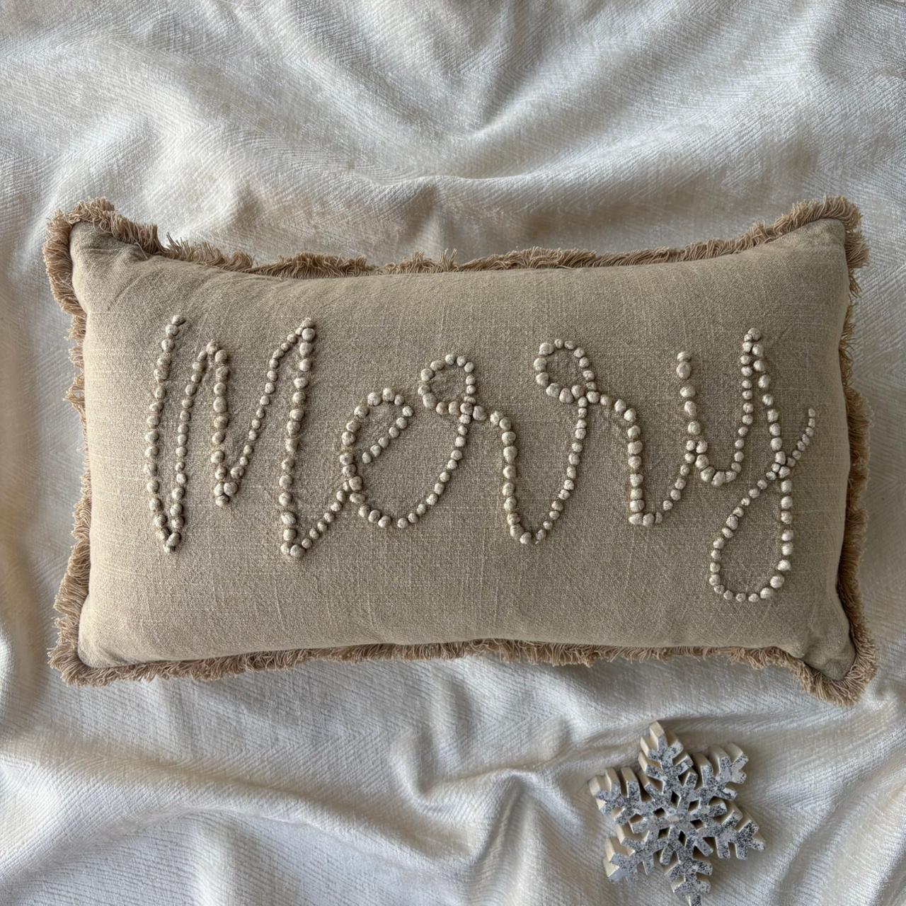 Embroidered Christmas Lumbar Cover
