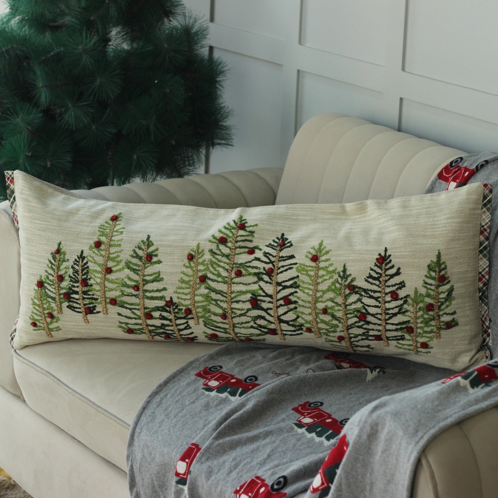 Embroidered CHRISTMAS LUMBAR COVERS