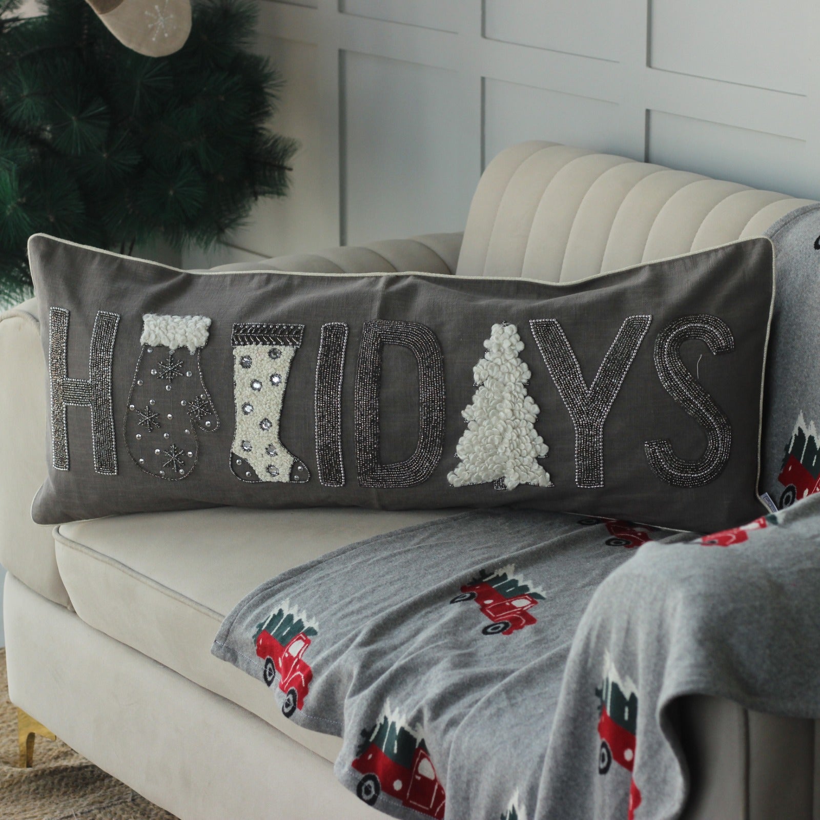 Embroidered CHRISTMAS LUMBAR COVERS