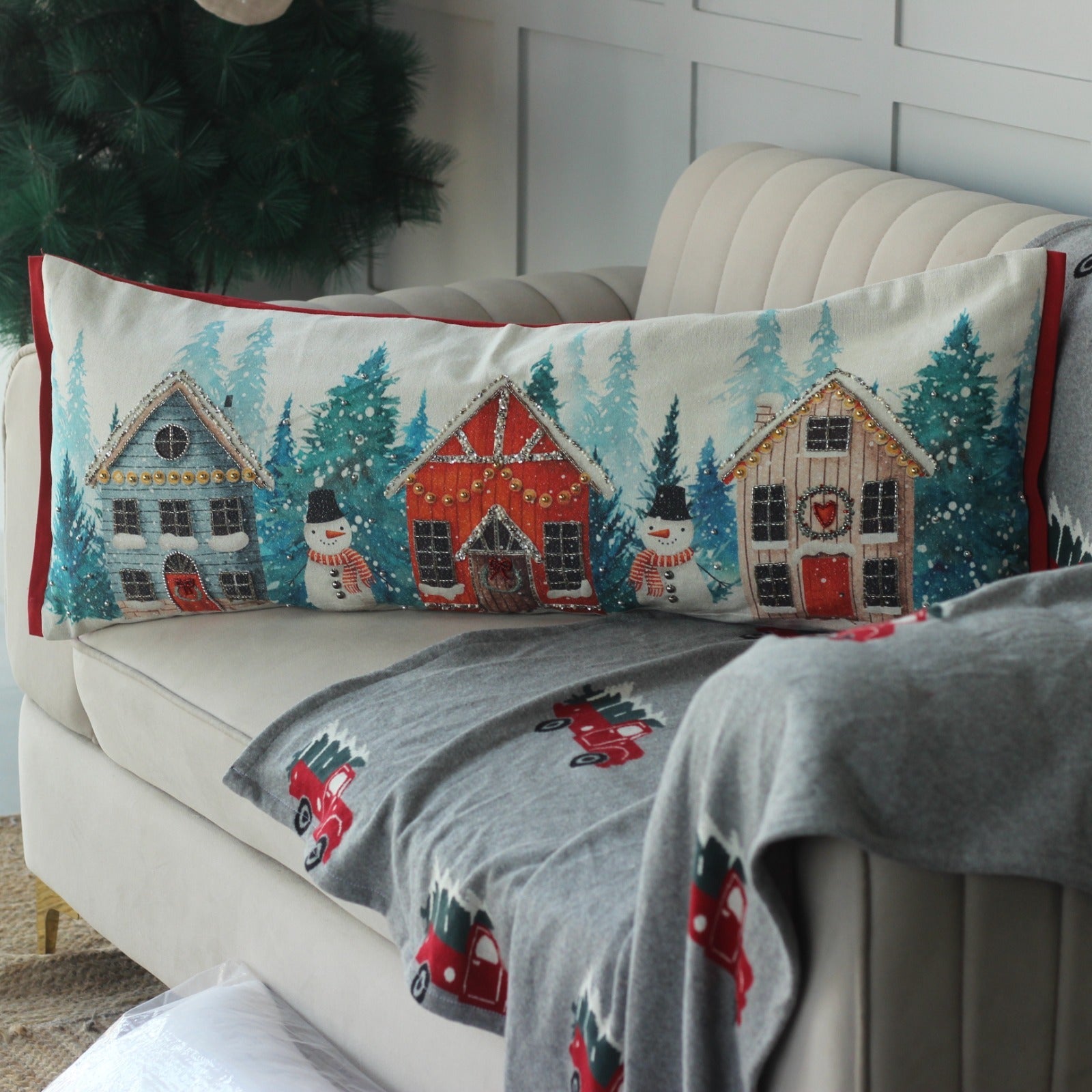 Embroidered CHRISTMAS LUMBAR COVERS