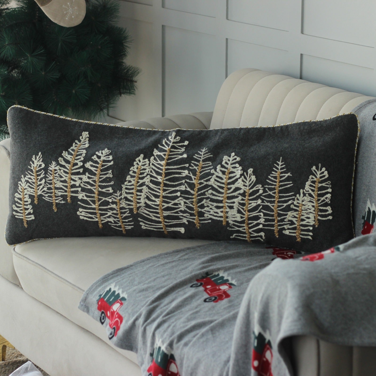 Embroidered CHRISTMAS LUMBAR COVERS