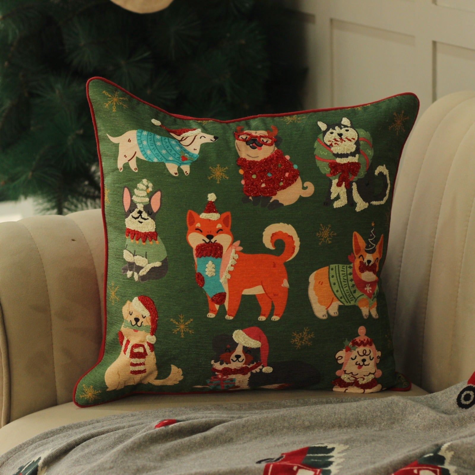 Embroidered CHRISTMAS CUSHION COVERS