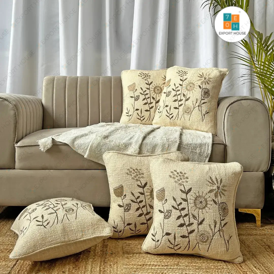 Upgrade Your Comfort with Stylish 40cm X 40cm Cotton Embroidered Sofa Cushions