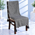 Charcoal Grey Flecked Weave Chair Cover with Tassels