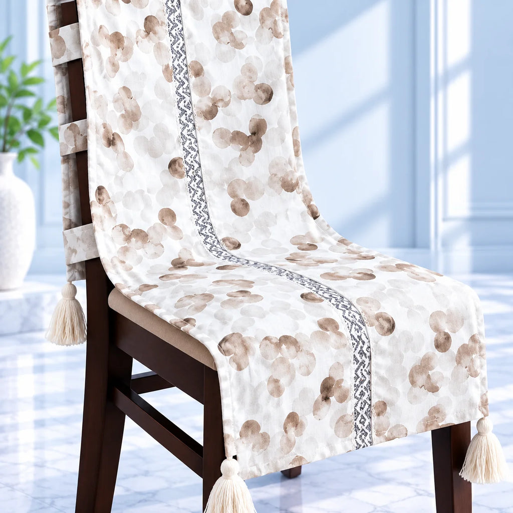 Watercolour Bubble Dots Print Chair Cover with Tassels