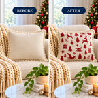 Christmas Themed Cotton Printed Cushion Cover, Size:40cm X 40cm (16" X 16")