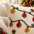 Christmas Themed Slub-Cotton Tufted Cushion Cover, Size:40cm X 40cm (16" X 16")