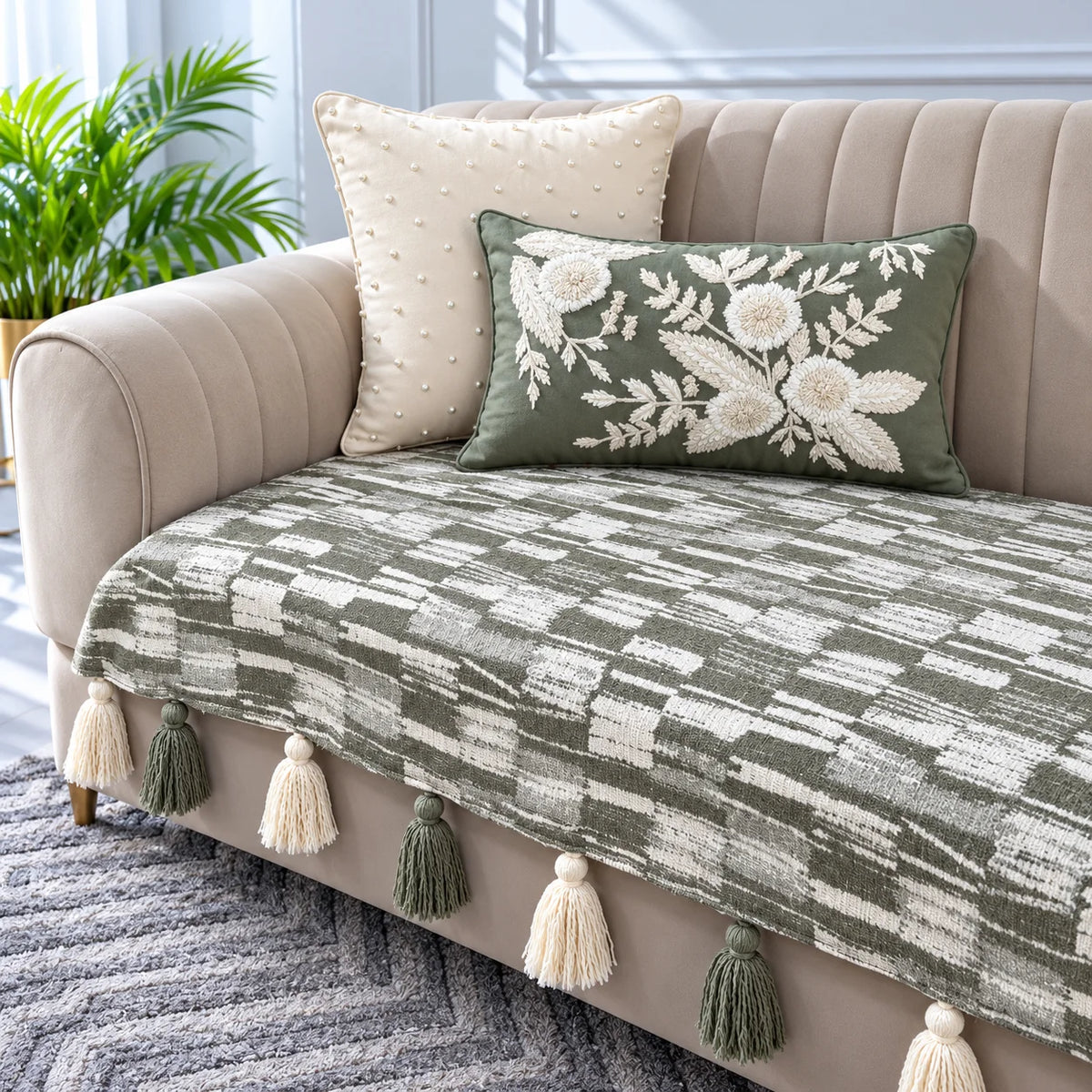 Sofa Cover with Tassels