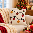 Christmas Themed Slub-Cotton Tufted Cushion Cover, Size:40cm X 40cm (16" X 16")