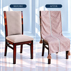 Dusty Rose Herringbone Jacquard Chair Cover with Tassels
