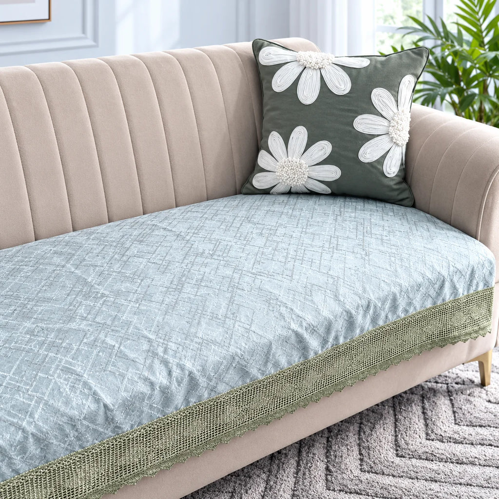 Sage Green & Silver Grey Premium Sofa Cover