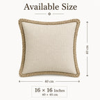 Natural Oat Slub Cotton Cushion Cover with Rope Border