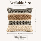 Loom Stripe Textured Cotton Cushion Cover â€“ Black, Beige & Ivory | 18 Ã— 18 Inches