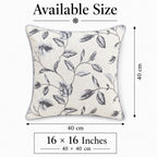 Silver Branch Cotton Printed Cushion Cover â€“ Grey & Ivory