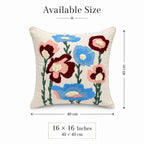 Blue Bloom Folk Embroidery Cushion Cover