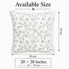 Whisper Vine Floral Cotton Cushion Cover â€“ Blue & Ivory, 20 Ã— 20 Inches