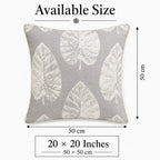Silver Leaf Cotton Botanical Cushion Cover â€“ Grey & Ivory, 20 Ã— 20 Inches