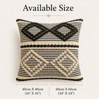 Harlequin Cord-Work Pillow Cover, Double Diamond Pattern, Artisan Weave Cotton