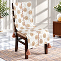 Caramel Floral Print Chair Cover with Tassels