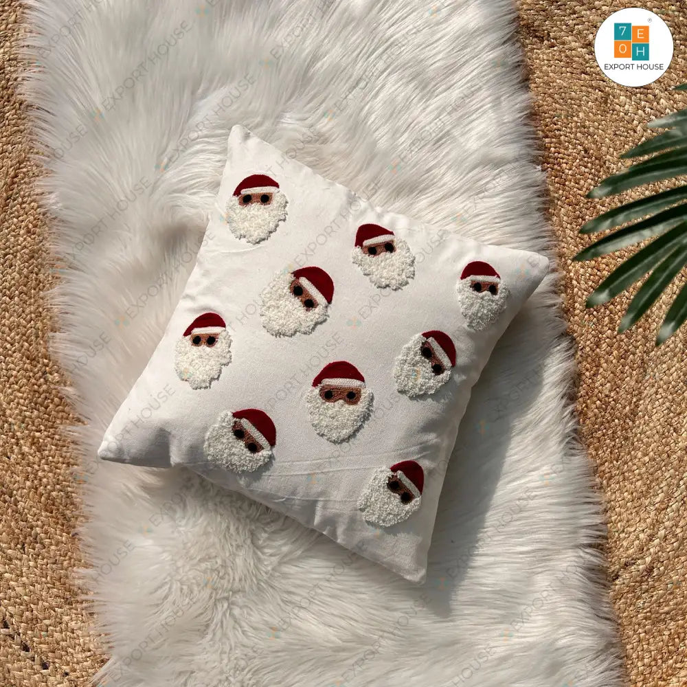Christmas Themed Slub-Cotton Tufted Cushion Cover, Size:40cm X 40cm (16" X 16")