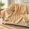 Warm Sand Gold Honeycomb Weave Throw
