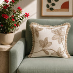 Ivory Garden Embroidery Cushion Cover