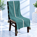 Jade Green Textured Chair Cover with White Lace &Tassels