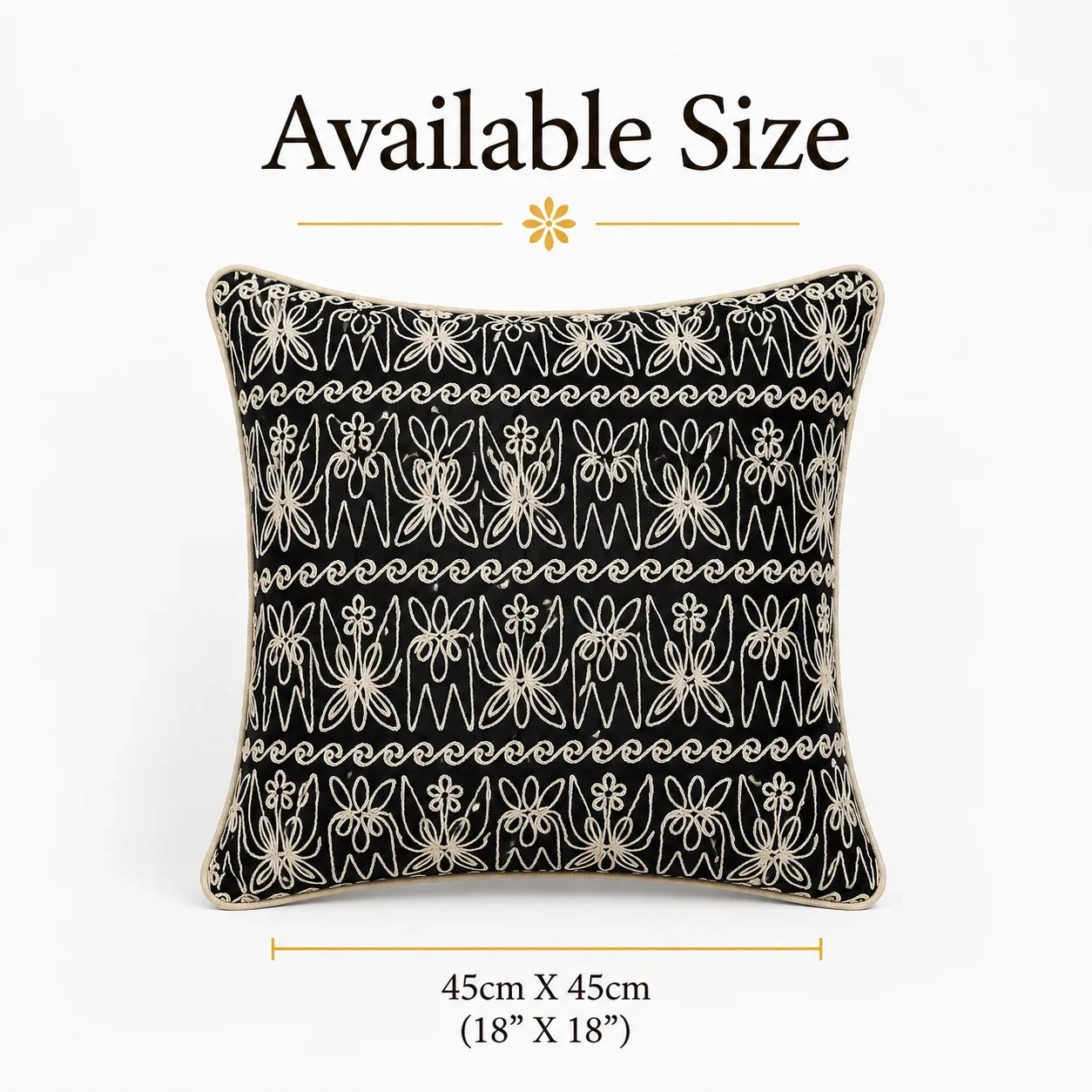 Embroidered Cushion Cover 45cm x 45cm (18" x 18")