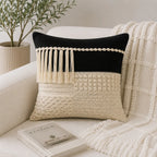 Two Tone MacramÃ©-Style Fringe Throw Pillow Cover
