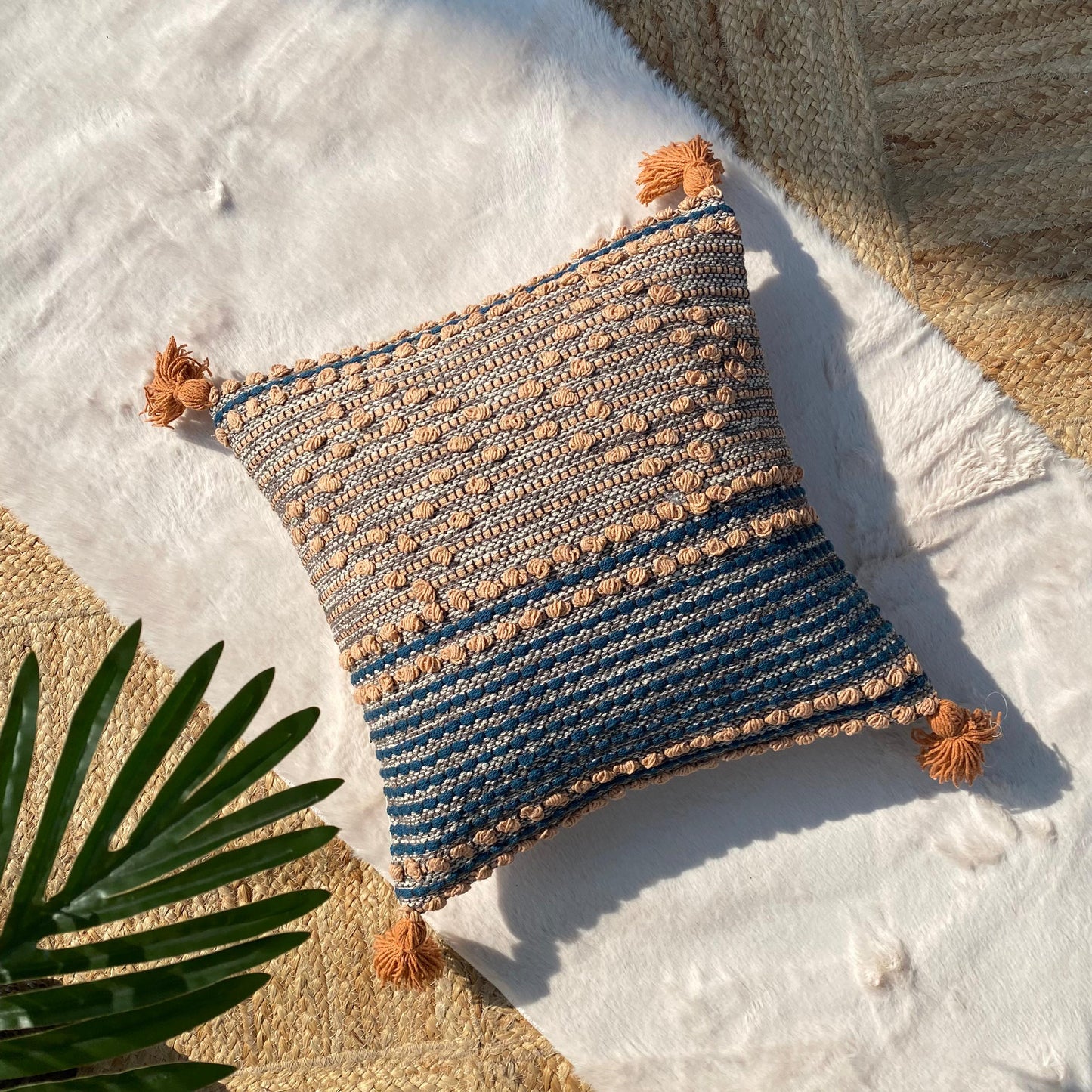 Export House Cotton Boho Cushion Cover -  Size:40cm X 40cm (16" X 16")