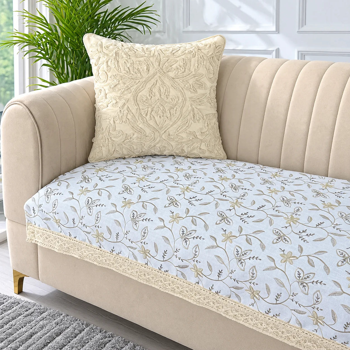 Anti-Skid Embroidery Cotton Sofa Cover
