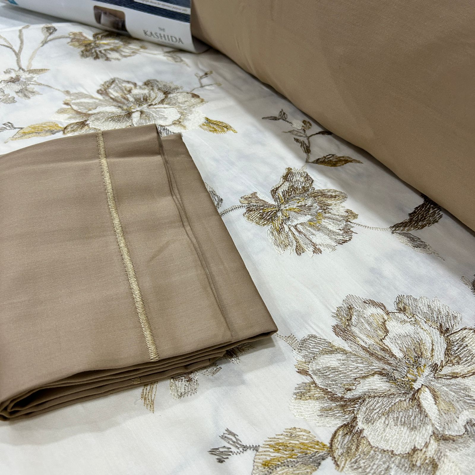 Bed Sheet Size: 274cm x 274cm (108" x 108") Material: Cotton in just Rs. 2999.00, (Kashida Collection Pure Cotton King Size Bedsheet - 100x108 by Export House )