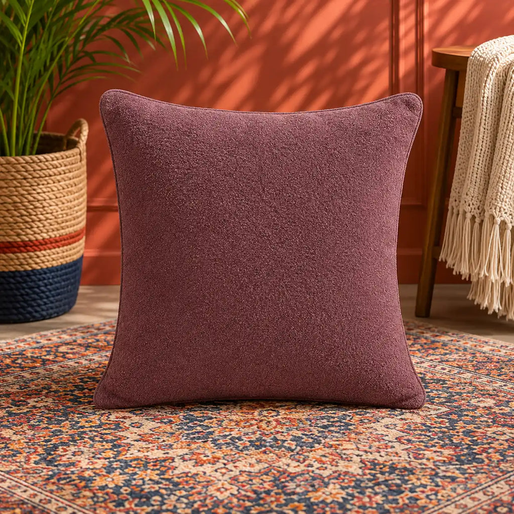 Solid Reversible Boucle Cushion Cover