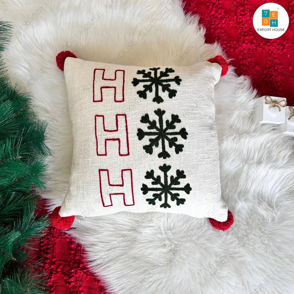 Christmas Themed Cotton Embroidered Cushion Cover, Size:40cm X 40cm (16" X 16")