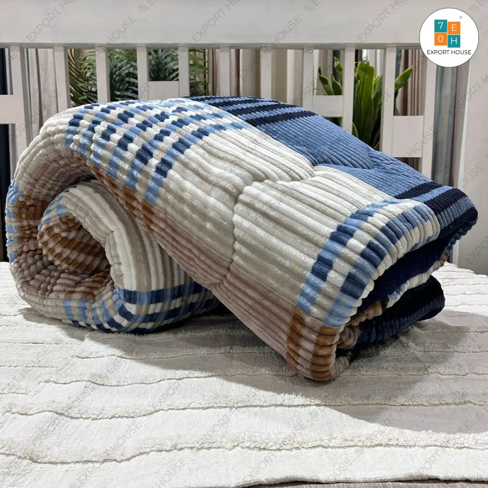 Export House Super Soft Microfiber Warm Heavy Sherpa Quilt Blanket Razai for winters - for Double bed