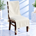 Natural Almond Cream Waffle Textured Chair Cover with Tassels