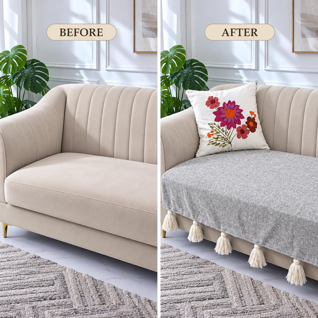 Sofa Cover with tassels