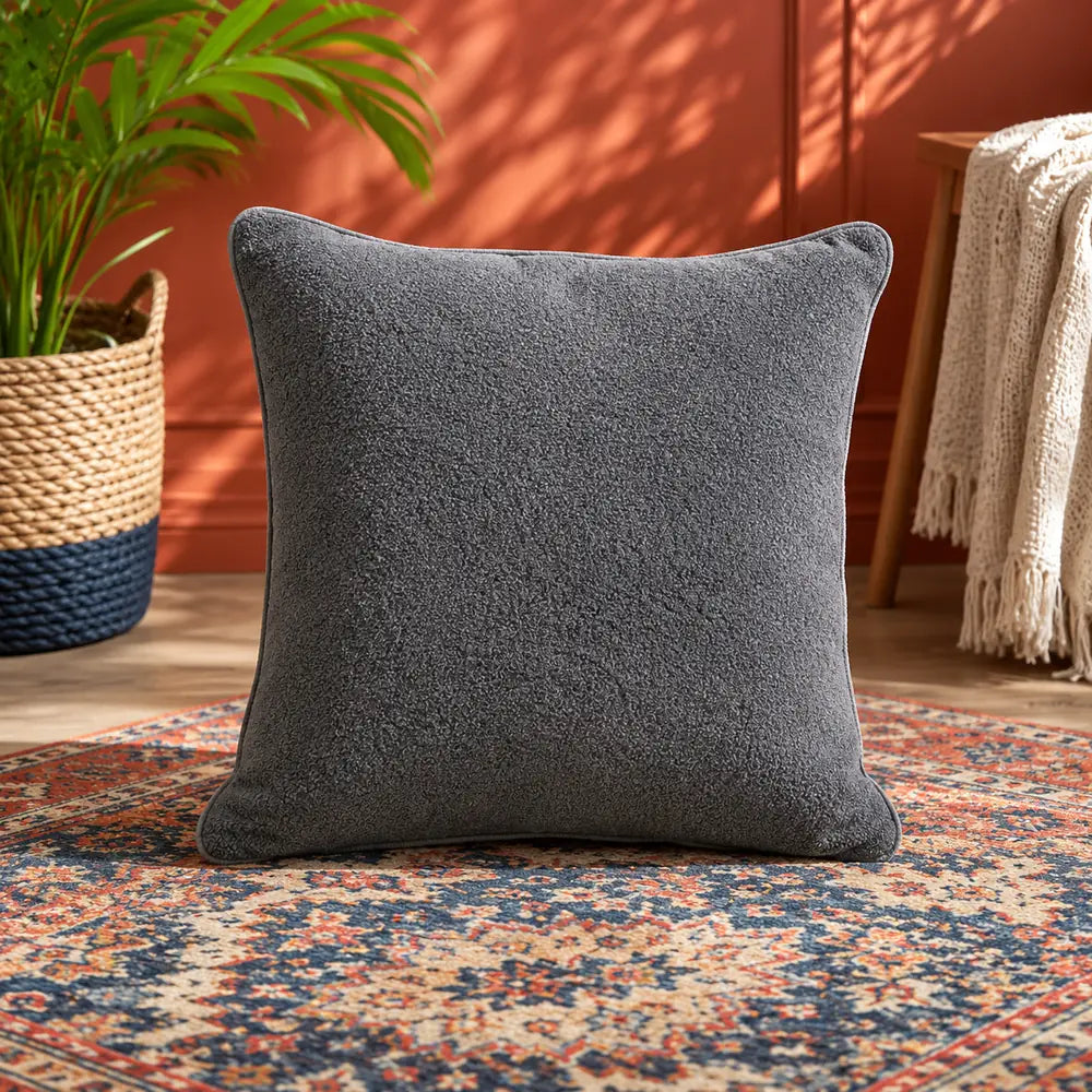 Solid Reversible Boucle Cushion Cover