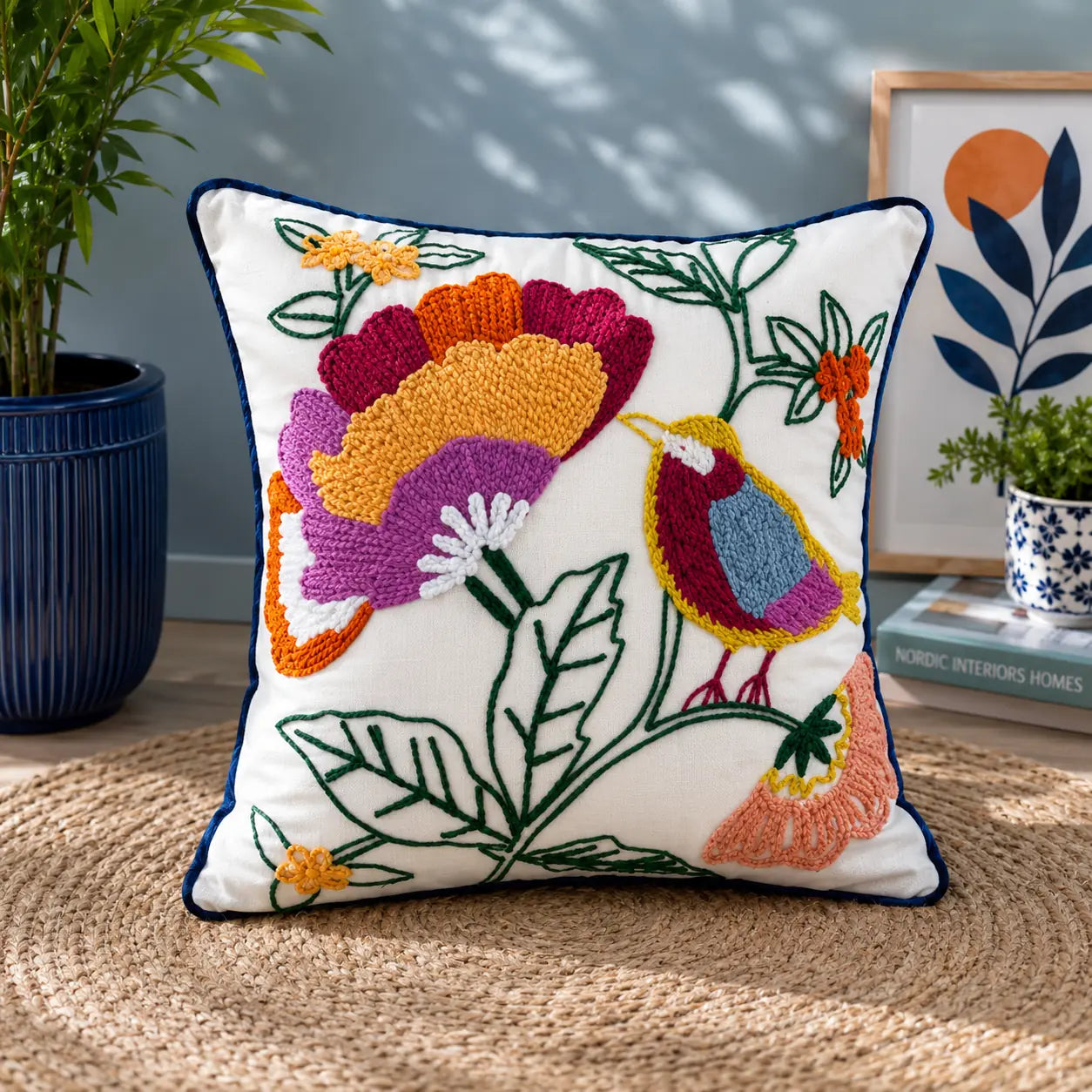 The Painted Perch - Premium Embroidered Cushion Cover