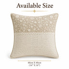 Dual Texture Lace Top Cushion Cover, Delicate Beige Embroidery on Cream
