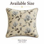 Silver Bloom Vine Thread-Work Pillow Cover