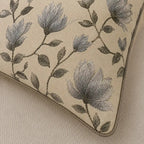 Silver Bloom Vine Thread-Work Pillow Cover