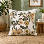Blooming Garden Embroidered Cushion Cover â€“ Multicolour
