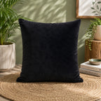 Midnight Luxe Cotton Cushion Cover â€“ Black, 22 Ã— 22 Inches