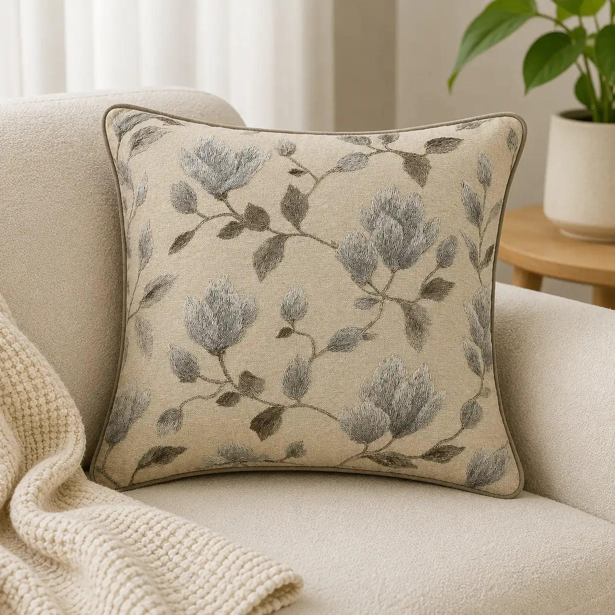 Slate Floral - Premium Cushion Cover