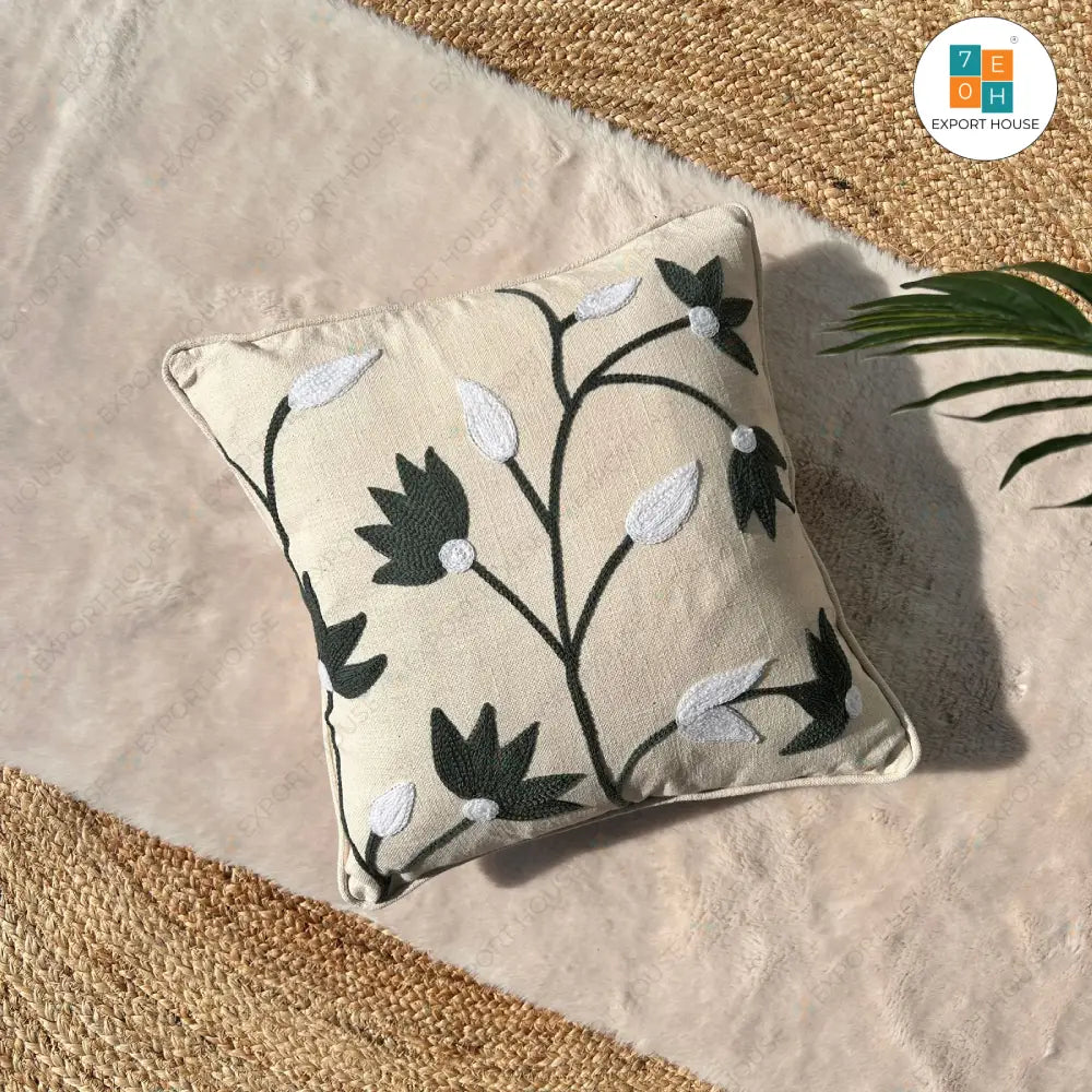 Export House Cotton Embroidered Cushion Cover -  Size:40cm X 40cm (16" X 16")