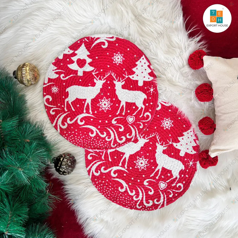 Christmas Themed Cotton Table Placemat, Size:35cm (14")