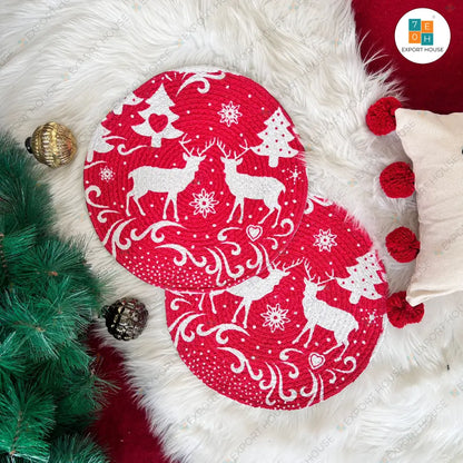 Christmas Themed Cotton Table Placemat, Size:35cm (14")