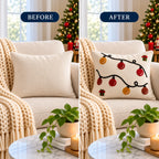 Christmas Themed Slub-Cotton Tufted Cushion Cover, Size:40cm X 40cm (16" X 16")